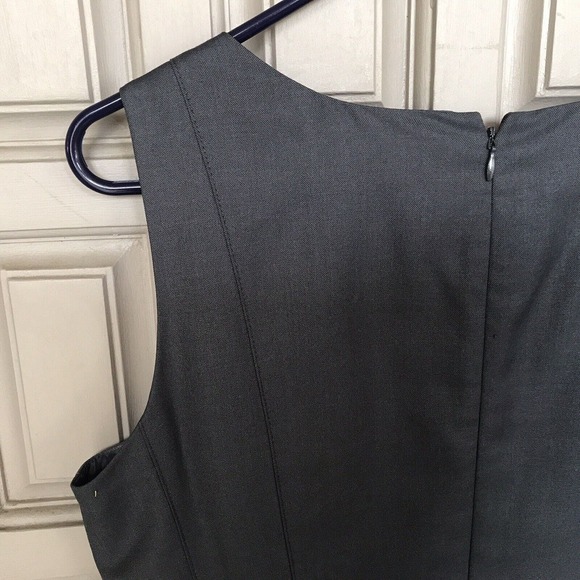 Nine West Suit Dress Sz12 Gray Fitted Kick Pleat Knee Length Sleeveless - Picture 11 of 12